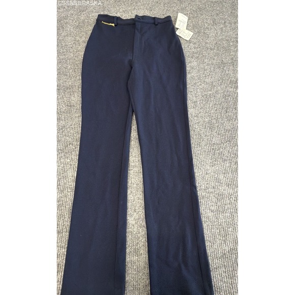 St. John Pants - Vintage Y2K St. John Women's Navy Blue Cotton Side Zip Wide Leg Pants Sz 6 NWT